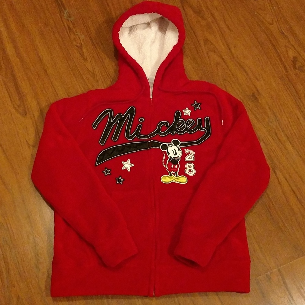 Disney Mickey Mouse Jacket Hoodie Medium Red